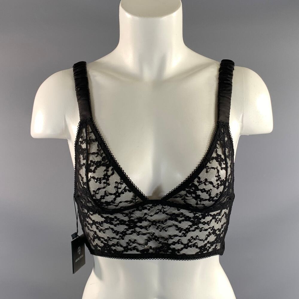 ANINE BING Size S Black Polyamide Lace Bralette Lingerie